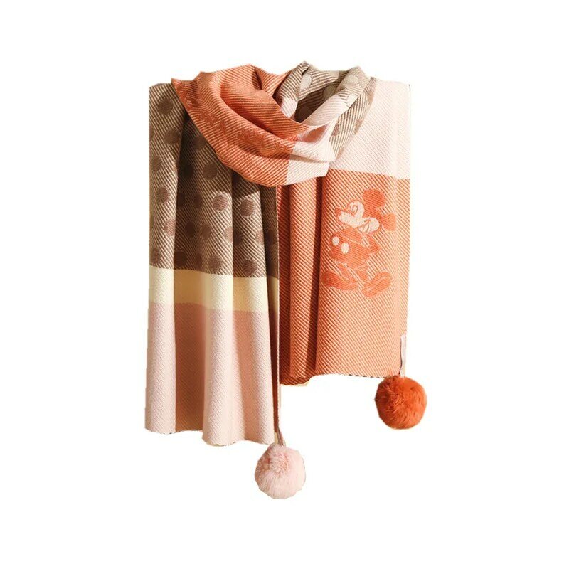 여자의 겨울 양모 공 따뜻한 스카프. 다재 다능 한 학생 사랑스러운 긴 스카프의 한국어 버전. 대조 캐시미어 미키 마우스 목도리