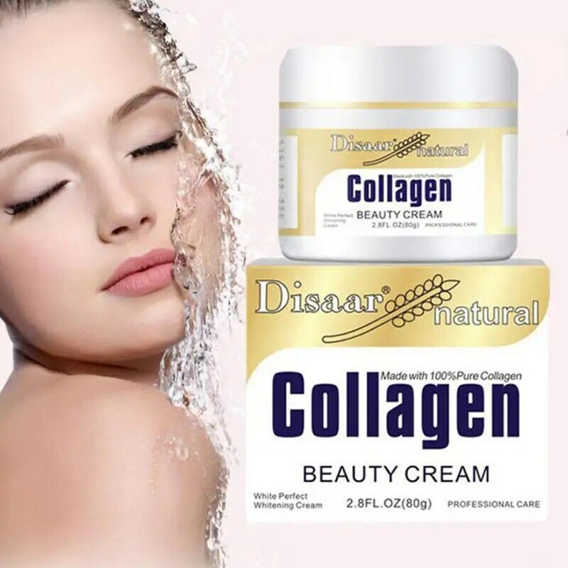 80G คอลลาเจนครีม Anti-Wrinkle Lifting Firming Brightening Skin Moisturizing Hydrating Skin Care ครีมทาหน้าหน้าขาวใสแบบสาวเกาหลีบูสติ้งครีมผิว...