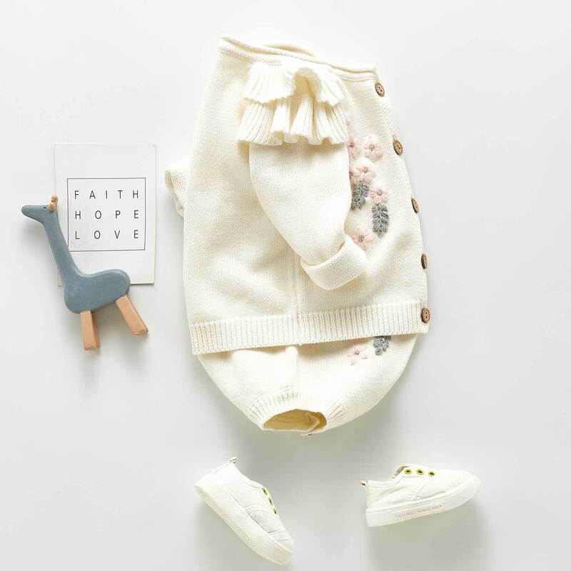 Одежда для маленьких девочек осенний детский трикотажный костюм, комплект для новорожденных, свитер для маленьких девочек вязаный кардига...