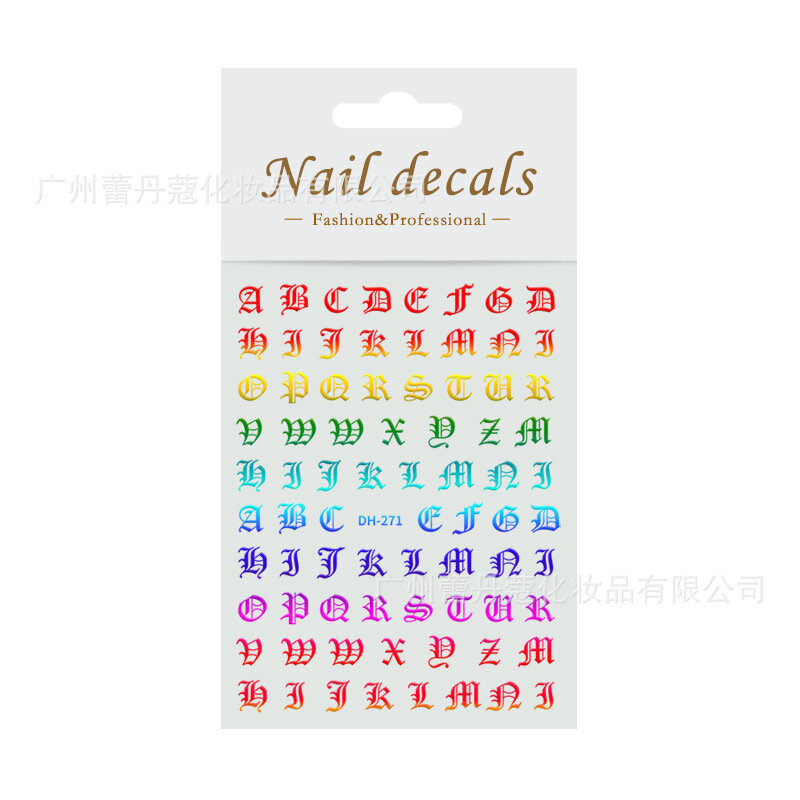 1Pcs Oude Engels Lettertype Nail Stickers Hoge Kwaliteit Ta Medium Grote Gotische Letters Ontwerp Stickers Nail Art Decoratie
