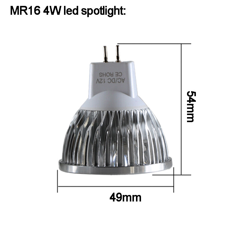 Bombilla led mr16 E27, foco de aluminio super 4W, lámpara de ahorro de energía, color blanco cálido, 12v, 24 v, 1 ud.