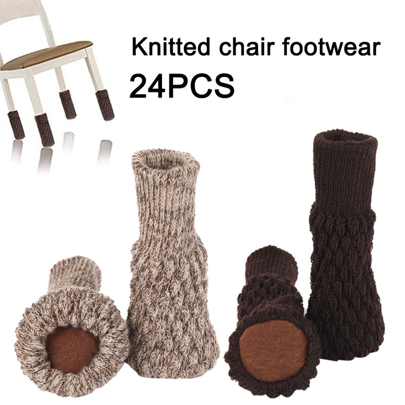 24pcs Cat Paw Table Foot Socks Chair Leg Covers Floor Protectors Non-Slip Knitting Socks for Furniture Cartoon Home Decor