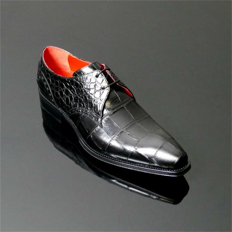 남자 패션 캐주얼 비즈니스 공식적인 드레스 신발 손수 솔리드 컬러 PU 클래식 악어 패턴 레이스 업 옥스포드 신발 3KC471