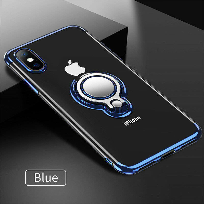 Shockproof Phone Case Voor Iphone 11 Pro Xs Max Xr X 7 8 Plus 6 6S Se 2020 12 mini Slim Verstelbare Ring Houder Clear Soft Cover