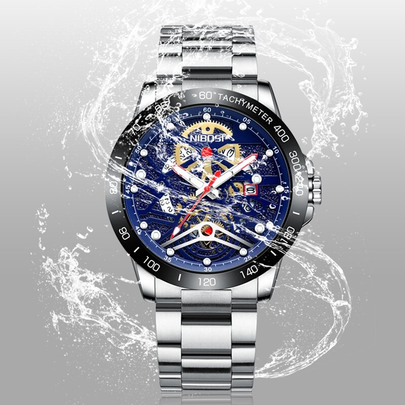 NIBOSI-reloj de cuarzo deportivo para hombre, cronógrafo con esfera grande, de lujo, resistente al agua, nuevo, 2021