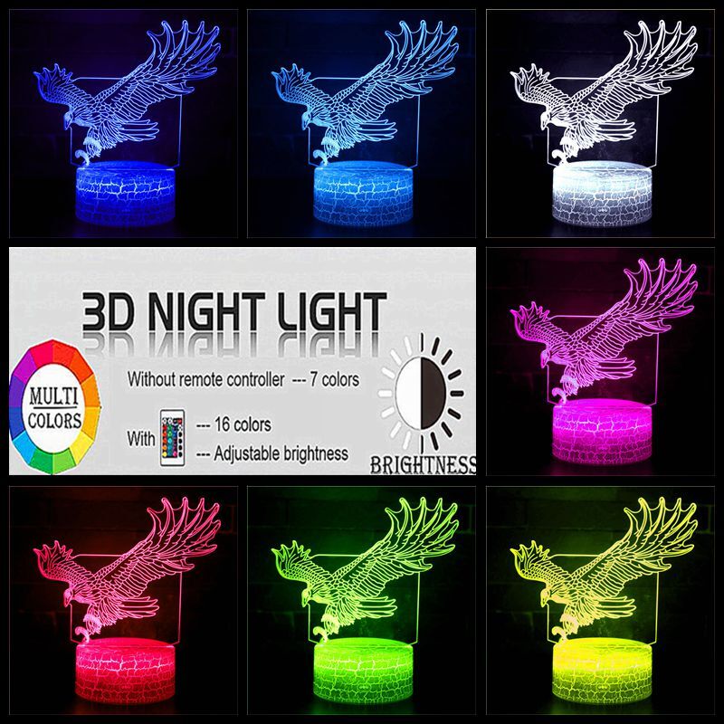 Fliegenden Adler 3D LED Tier Adler Licht 7 Farbe LED Nachtlicht Touch LED Tisch Lampe Hause Büro Nacht Licht party Weihnachten Geschenk