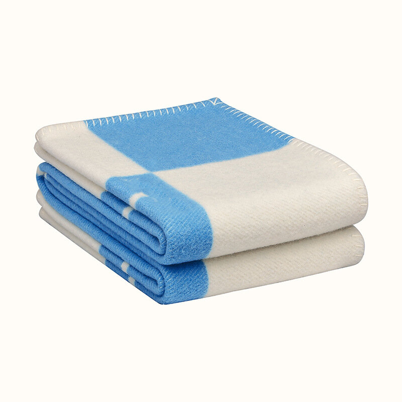 H cobertor xadrez cashmere crochê lenço de lã macia xale portátil quente sofá cama velo malha rosa lance cobertor marca h carta
