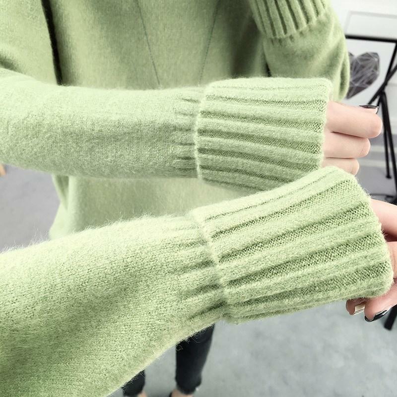Sweater Turtleneck Tebal Rajutan Musim Gugur dan Musim Dingin Wanita 2021 Sweater Hangat Longgar Kasual Korea Sweater Dasar Semua Pertandingan HJ2364