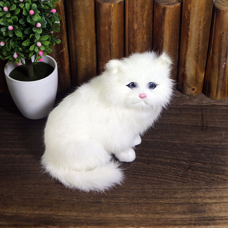 Realistic Cute Simulation Stuffed Plush White Persian Cats Toys Cat Dolls Table Decor Kids Boys Girls Easter Gift