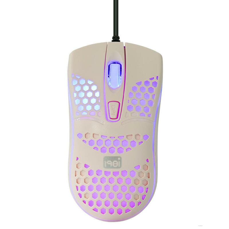 Leve buraco oco mouse casa escritório com fio luminoso gaming mouse favo de mel óptico mouse