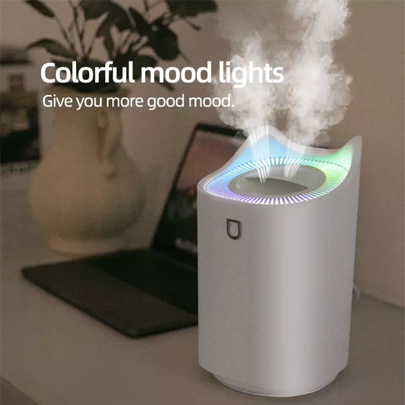 3L USB Double Nozzle Humidifier Aroma Essential Oil Diffuser Ultrasonic Air Humidifier With Colorful Mood Lights