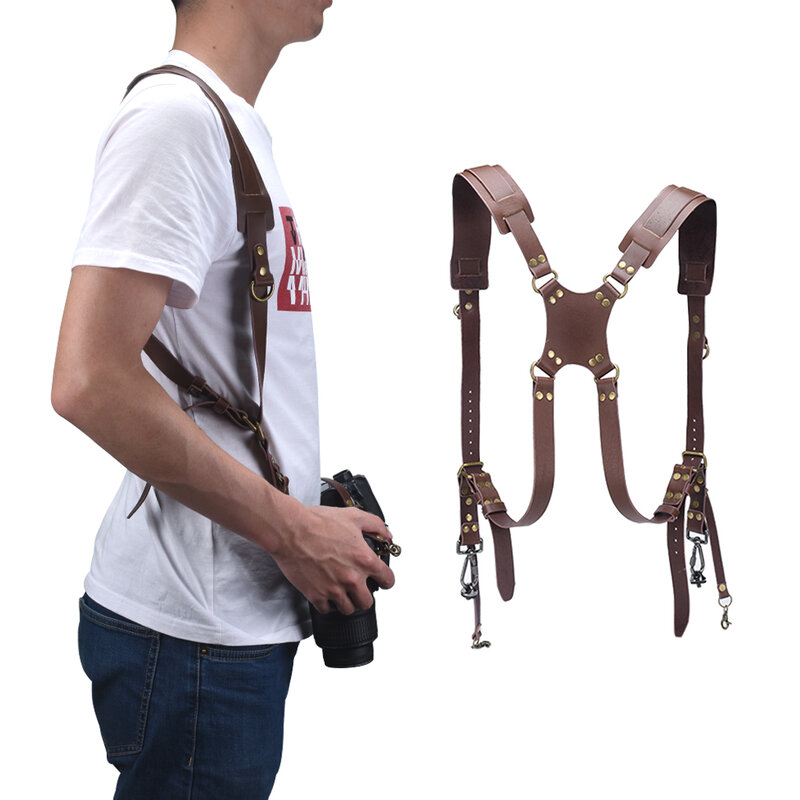 Cinturino per fotocamera digitale cinturino in pelle DSLR doppia tracolla accessori per fotografia imbracatura per fotocamera cinturino di design peak