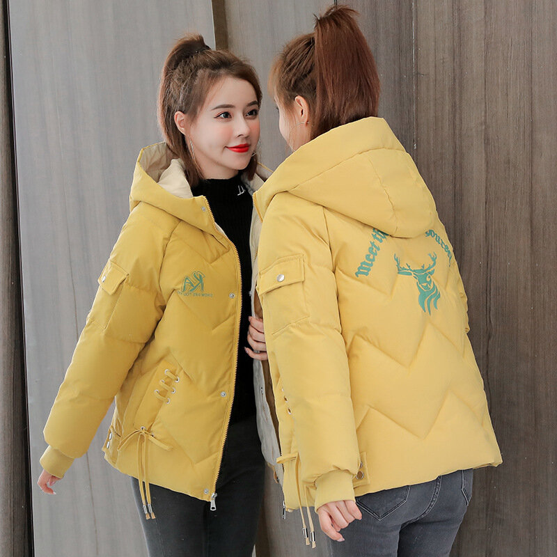 Winter Down Cotton Jacket Coat 2021 New Women 's Clothing Korean Style Student Loose Large Size Padded Hooded Cotton Coat U08