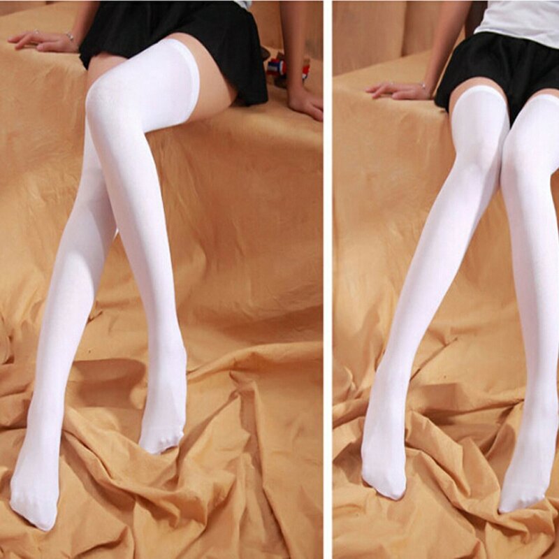 Calcetines altos por encima de la rodilla de algodón para mujer, medias informales a la moda, calcetín largo hasta el muslo, novedad