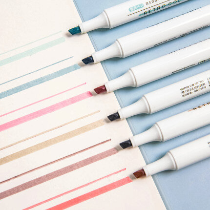 6-color highlighter caneta conjunto para estudantes doces cor manual diário decoração marcador caneta série de cores luz marcador criativo caneta