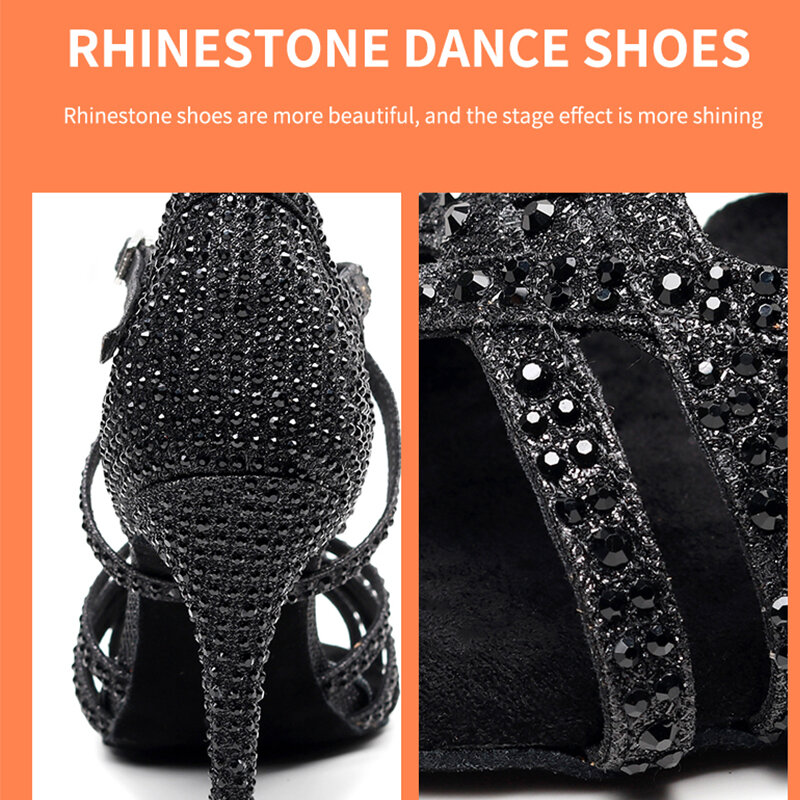 Zapatos de baile Latino para mujer, sandalias para fiesta de boda, chanclas negras para bailar Salsa y Bachata