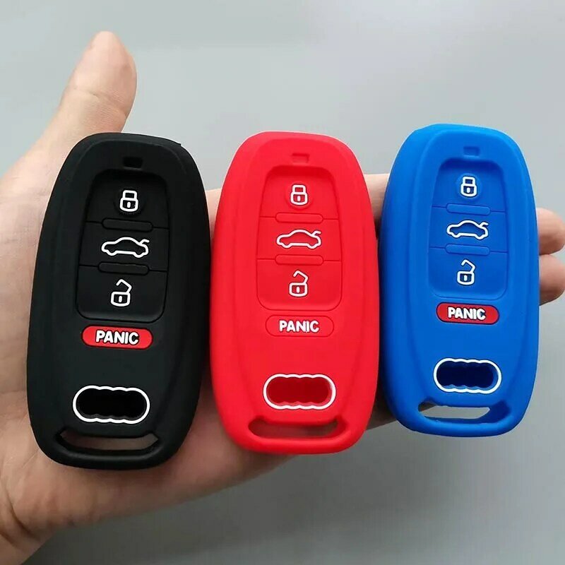 Proteção para chave de carro, capa de silicone com botão e chave para audi a3 a4 s4 a5 s5 a6 s6 a7 s7 a8 s8 quattro q5 q7 allroad 3 + 1