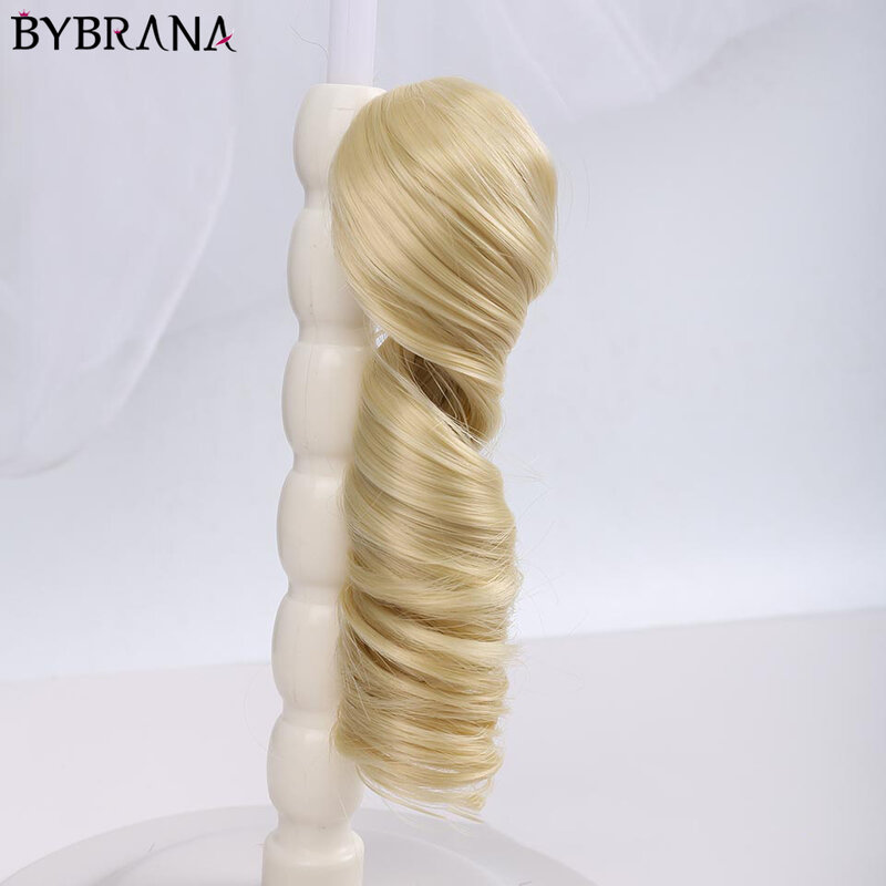 Bybrana bjd-人形用の巻き毛のかつら,さまざまな色,黒,茶色,銀,15x100cm,30x100cm