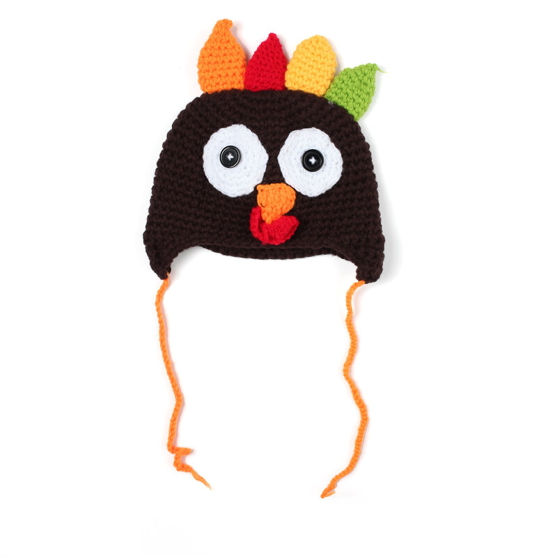 Chapeau de Thanksgiving tricoté en turquie pour bébé, chapeau drôle, tresses, cadeau pour enfants, accessoires de vêtements