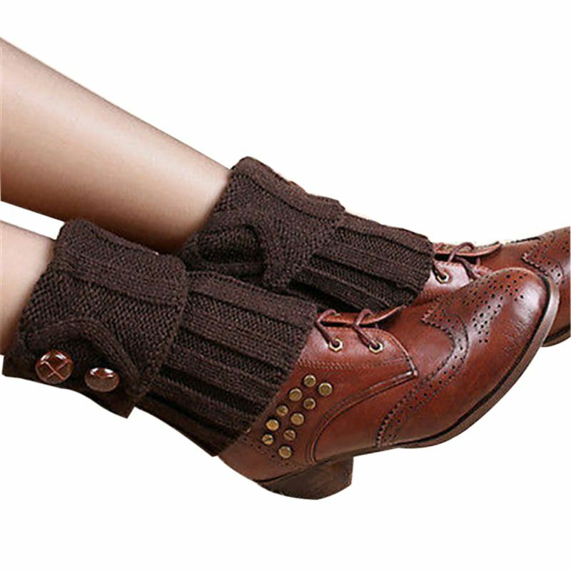 Knitted Leg Warmers Ladies Simple Fashion Winter Leg Warmers Short Section Knitted Crochet Button Long Socks Boots Cuffs Socks