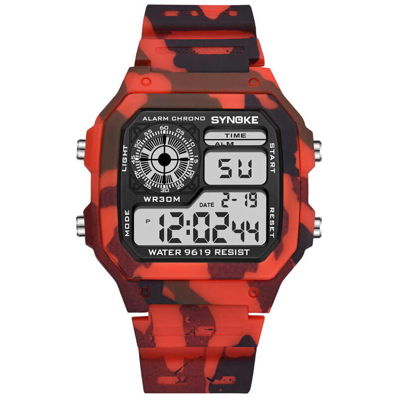 Synoke-子供用ミリタリー腕時計,防水,多機能カモフラージュブレスレット,学生向けスポーツ腕時計