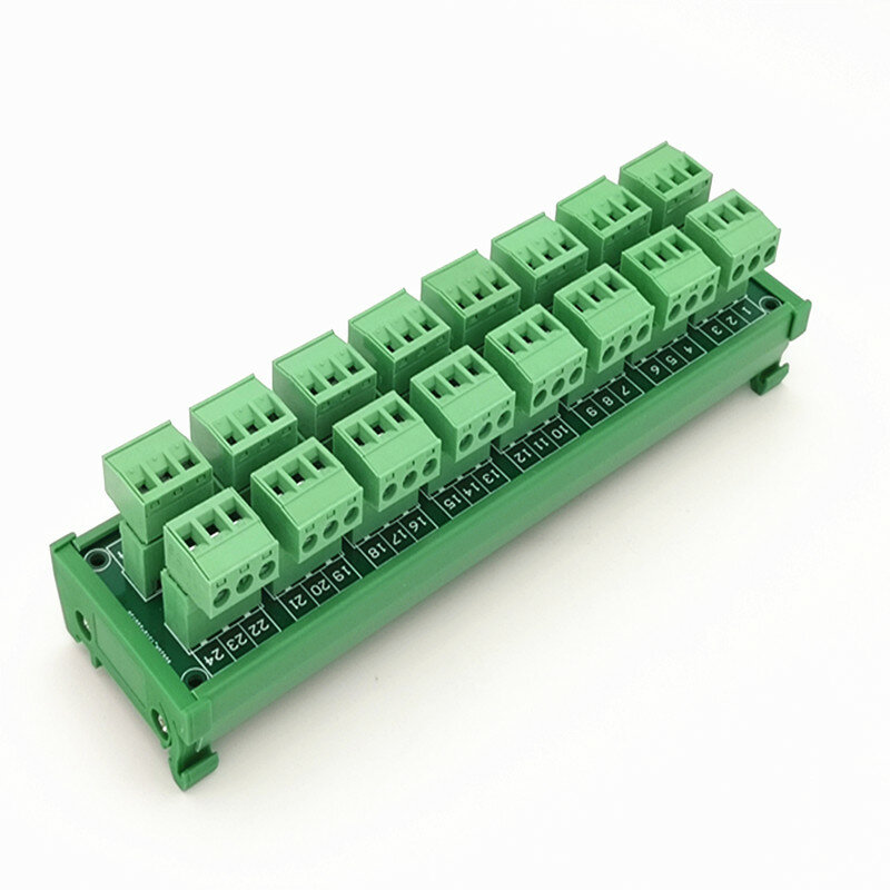 Montaje de carril DIN 15A/300V Módulo de distribución de bloque de terminales de tornillo de 8x3 posiciones.