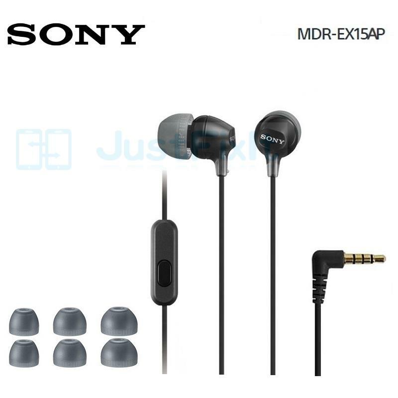 Baru Sony MDR-EX15AP 3.5Mm Earbud Berkabel Earphone Stereo Subwoofer In-Ear Bebas Genggam dengan Mikrofon untuk Ponsel Xiaomi Huawei