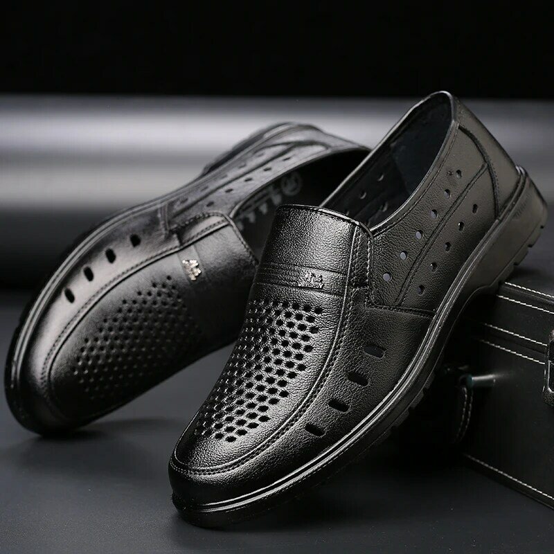 Zapatos informales de piel sintética para hombre, mocasines planos hechos a mano, sin cordones, para conducir
