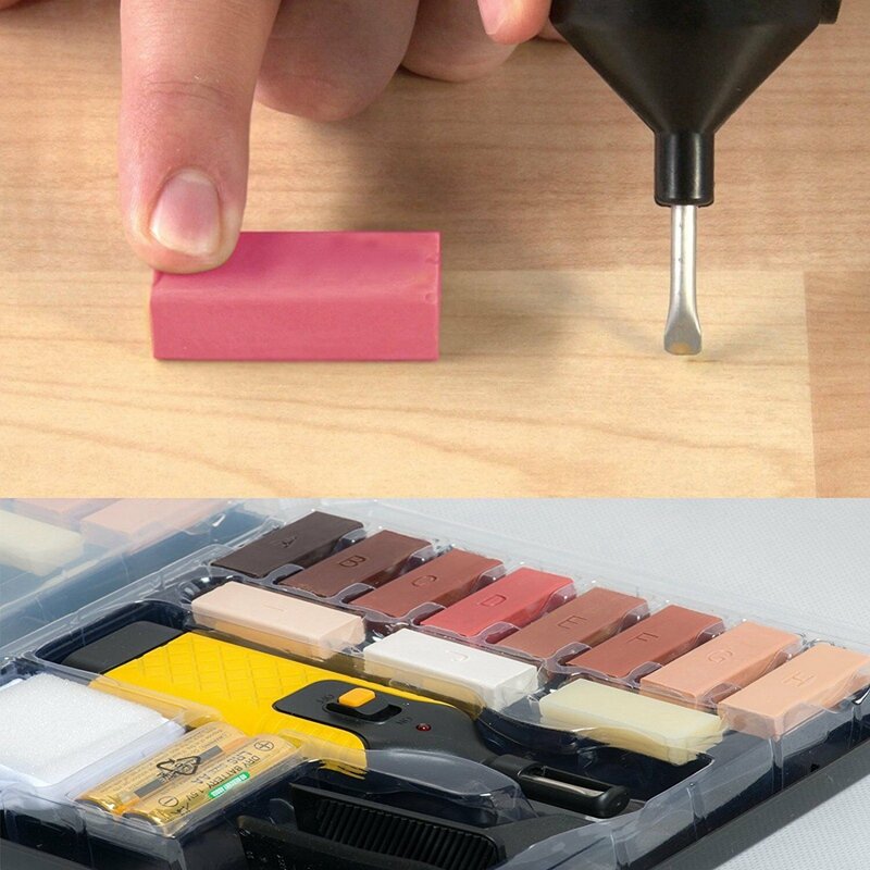 19Pcs Laminate Repair Kit Wax System Floor Worktop Sturdy Case Chips Scratches
