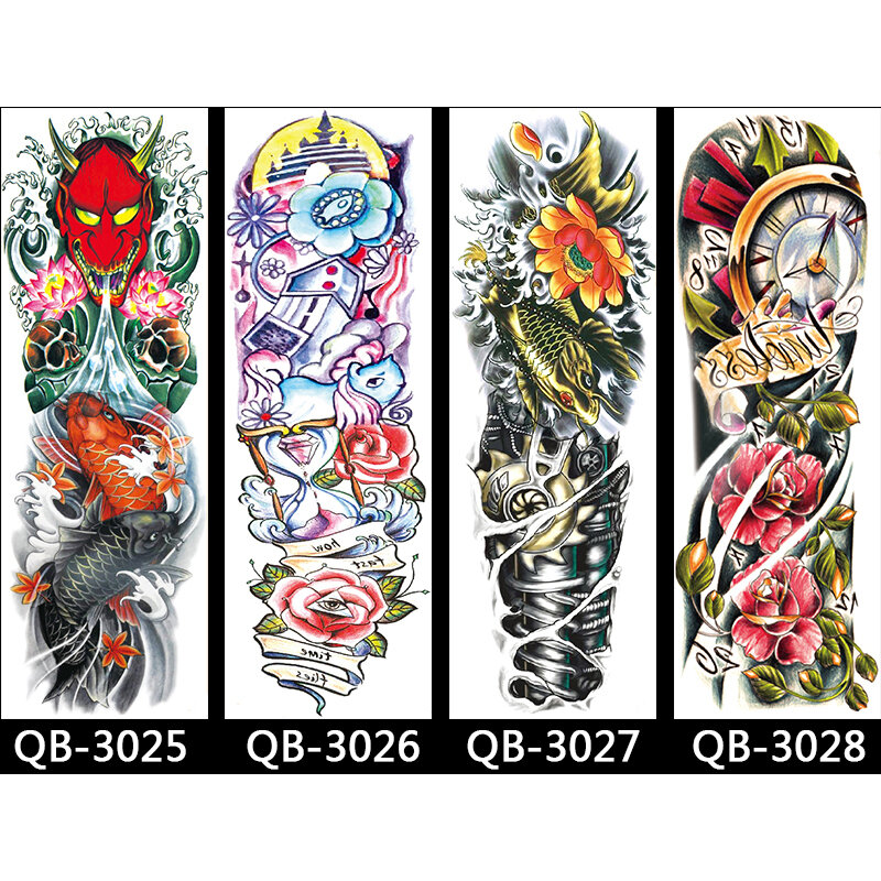 Autocollant de tatouage temporaire, motif Totem géométrique, étanche, bras complet, à manches larges, faux tatouage Flash, pour hommes et femmes, QB