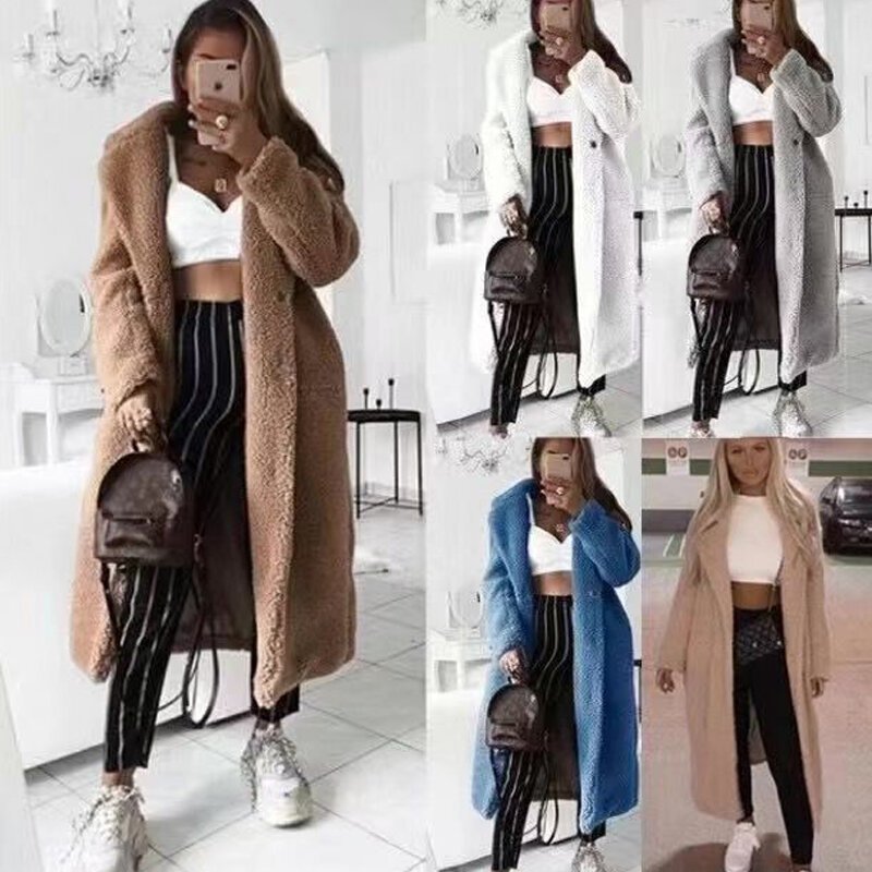 Faux Fur Teddy Coat Women Autumn 2022 Casual Plus Size Long Jacket Female Thick Warm Winter Outwear Oversize Fur mujer chaqueta