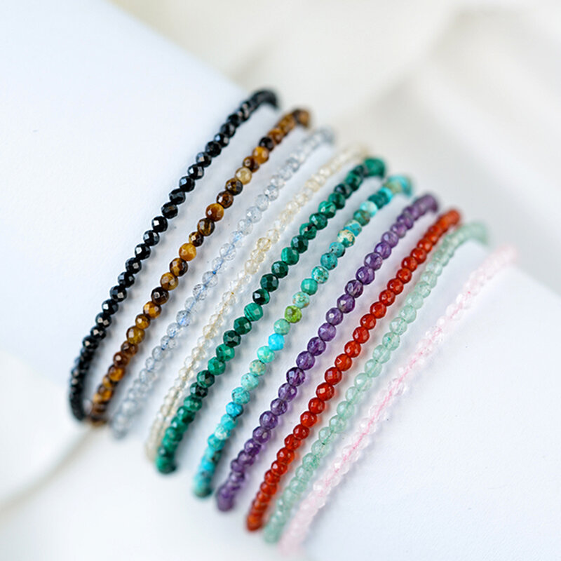 Braccialetti di perle di cristallo di pietra naturale 2MM per catena da donna braccialetti di amicizia gioielli coreani minimalisti fatti a mano
