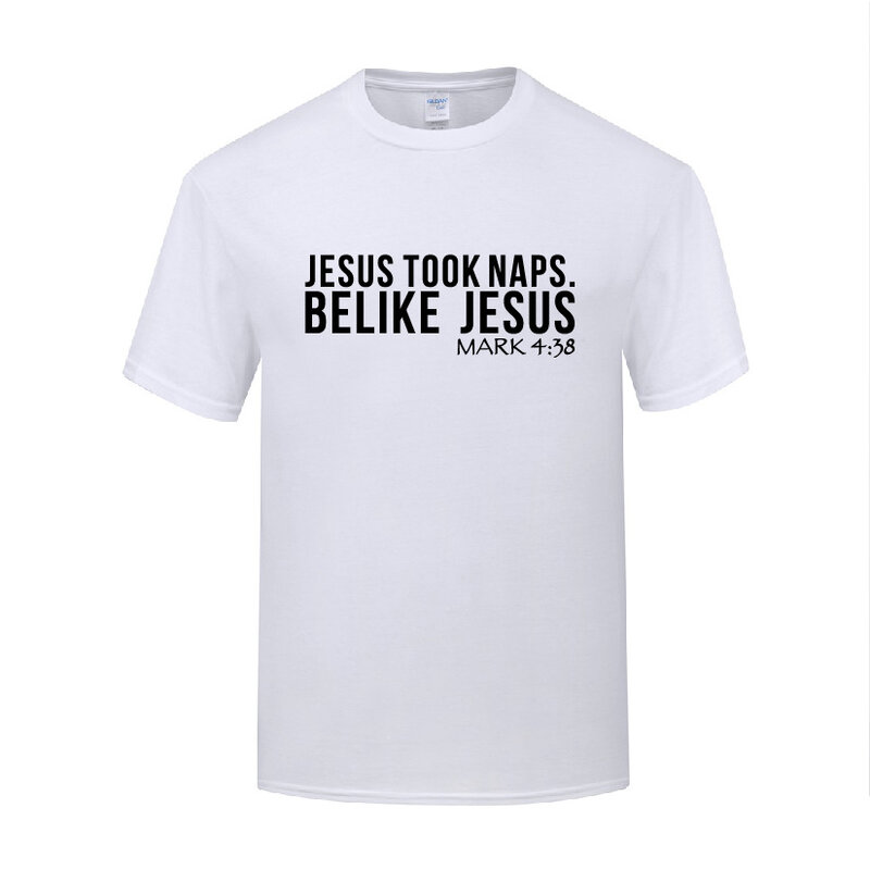 재미 있은 예수님은 Naps 코튼 T 셔츠 인쇄 남자 o-넥 여름 짧은 소매 티셔츠 탑스 티셔츠를 가지고 갔다.