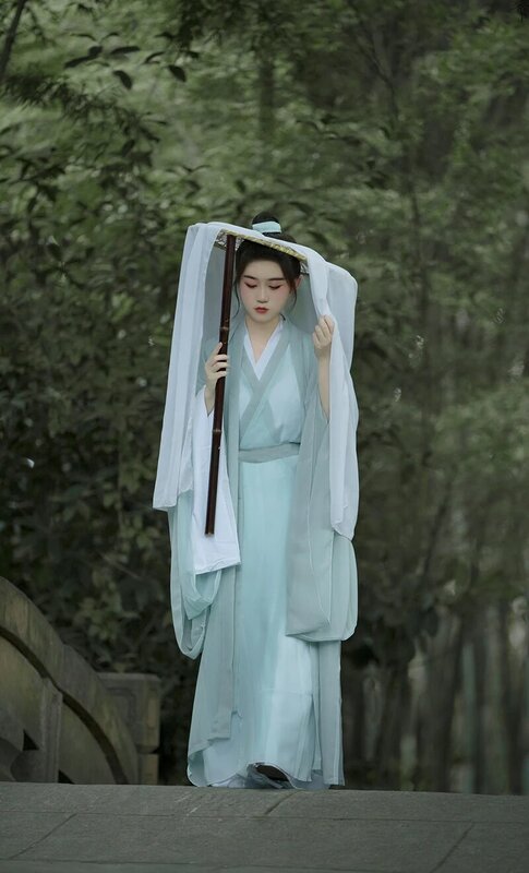 Gaun Tradisional Cina Gaun Musim Panas Wanita Hanfu Kostum Cosplay Wanita Fantasia Pakaian Hanfu Antik untuk Wanita Ukuran Plus 2XL