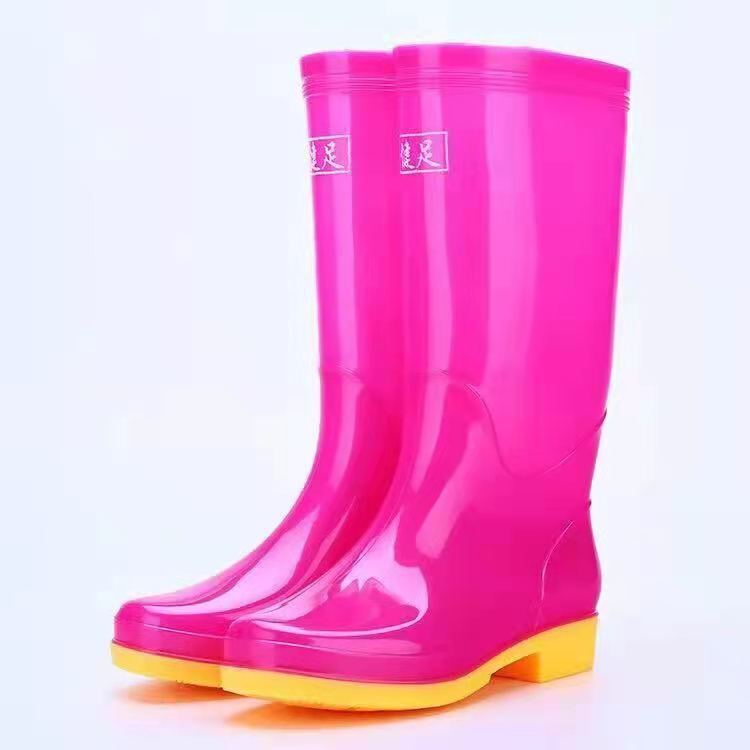 Zapatos de lluvia de goma para mujer, de Color sólido Botas de lluvia, de PVC, antideslizante y resistente al agua