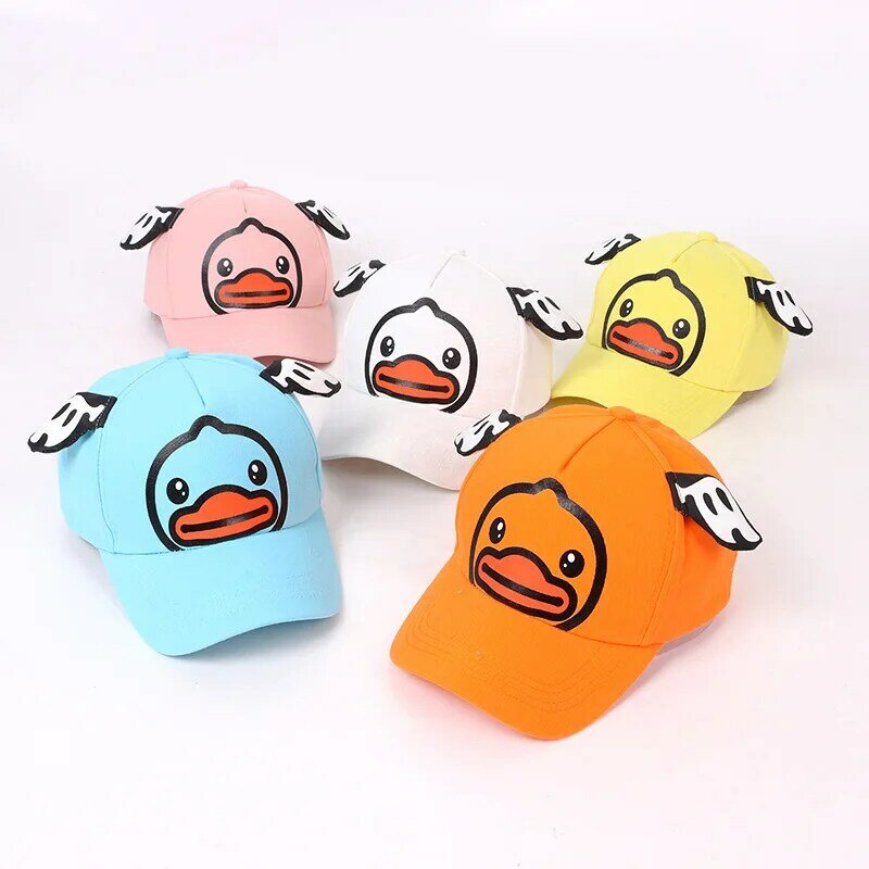 Casual Accessories Wings Children Baseball Snapback CapsKorean Cute Kids Hat For Boy Girl Cartoon Print Duck Toddler Visors Cap
