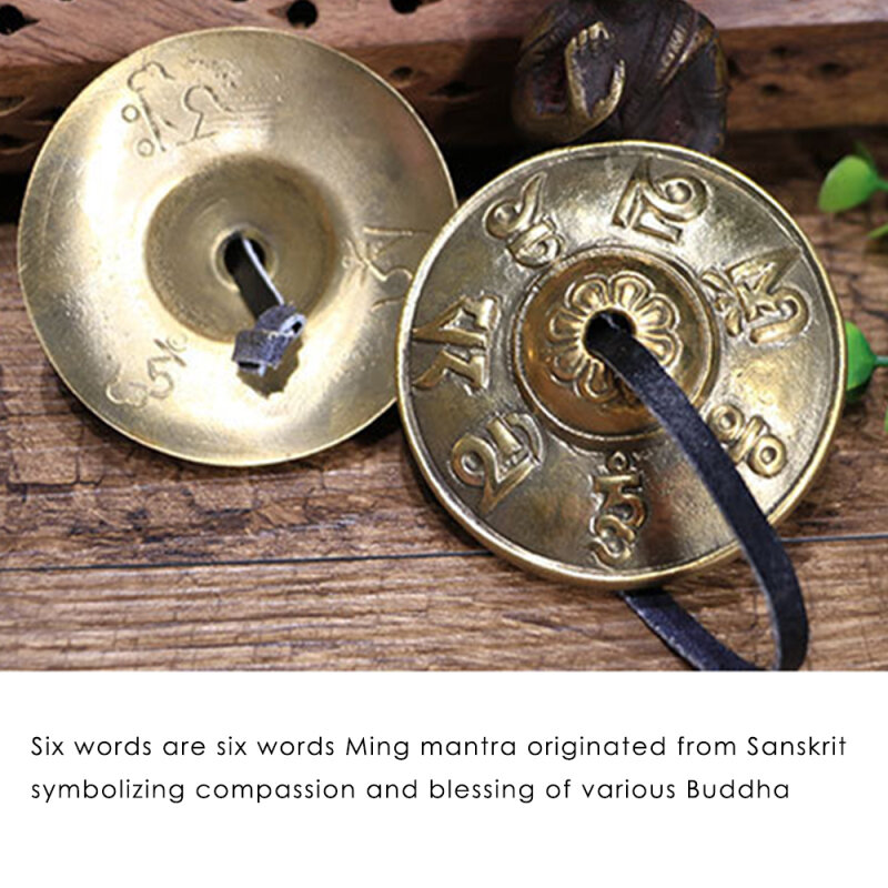 New 1 Pair Yoga Cymbals Brass Cymbal Bell Chimes Tibetan Buddhist Style Tingsha Meditation Yoga Accessory Instrument Cymbals