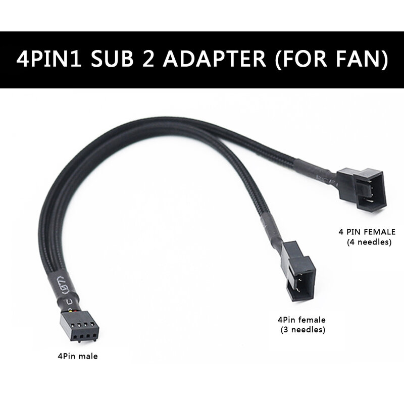 27cm 1007 24AWG 4 Pin Y Splitter Cable 4 Pin PWM Female To 3/4 Pin Motherboard CPU Fan PC Case Fan Extension Adapter Cable