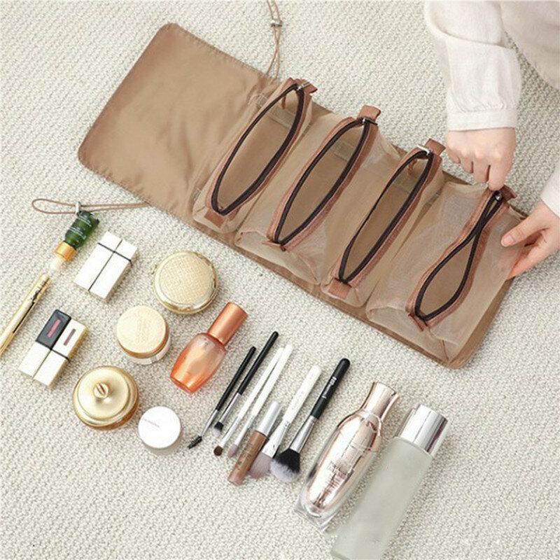 Portable Women's Cosmetic Case Travel Toiletries Bag Separable Drawstring Makeup Storage Bag Large-capacity Make Up Organizer