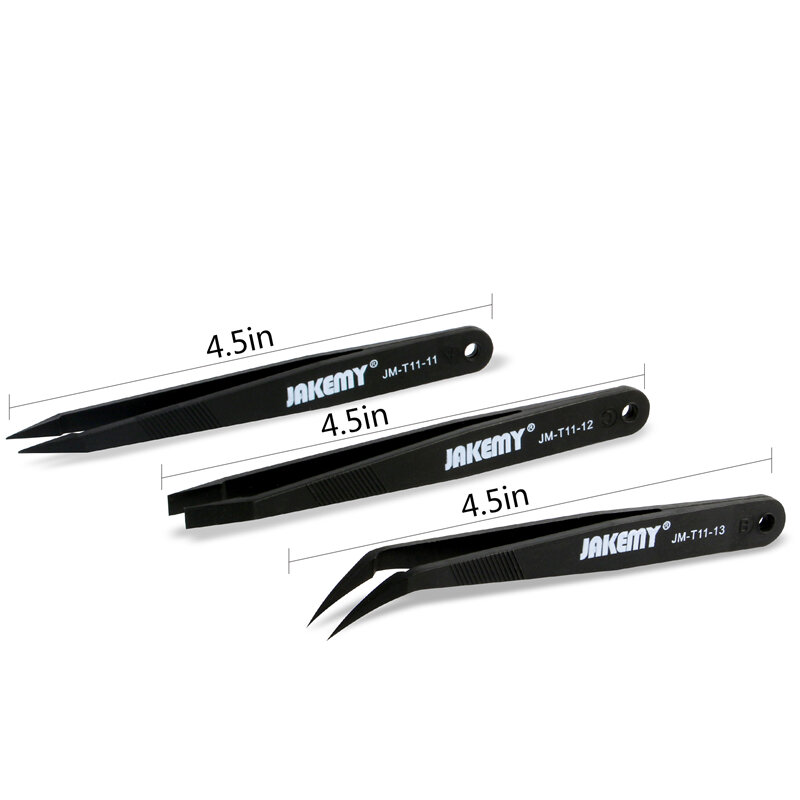 JAKEMY Anti-static Tweezers Kit 3-IN-1 Curved-Fine Hand-Tool iPhone Samsung Laptop PCB Smartphone Electronic-Components Repair