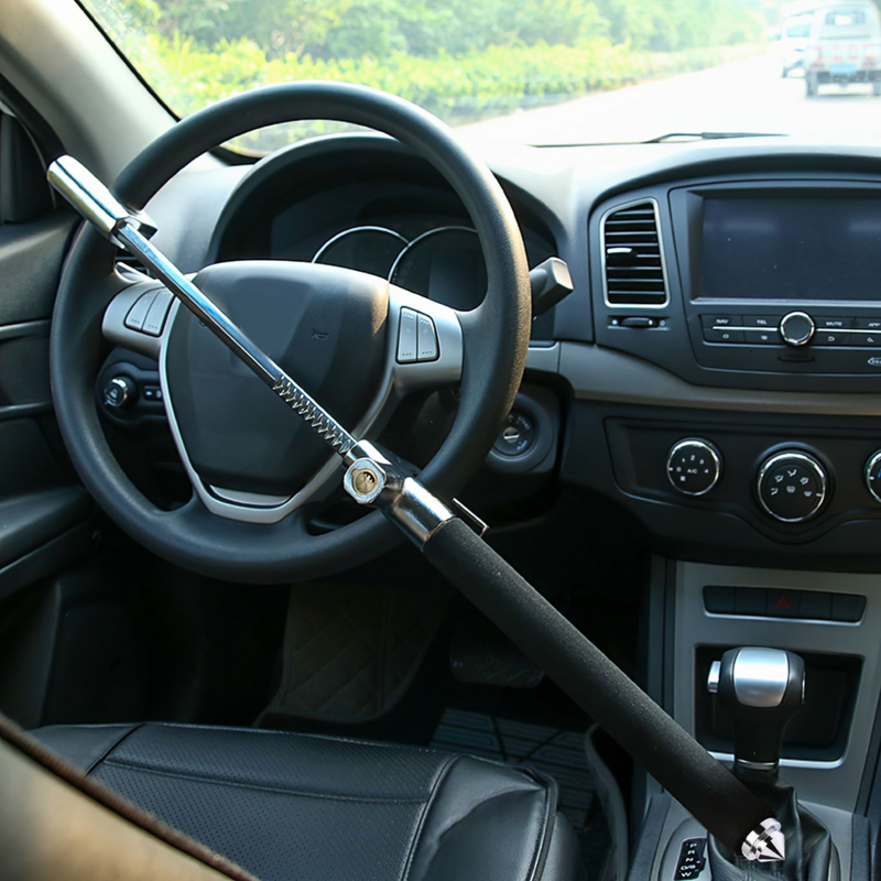 Cerradura retráctil para volante de coche, accesorio con forma de U, antirrobo, resistente, de seguridad, Universal, con 3 Llaves