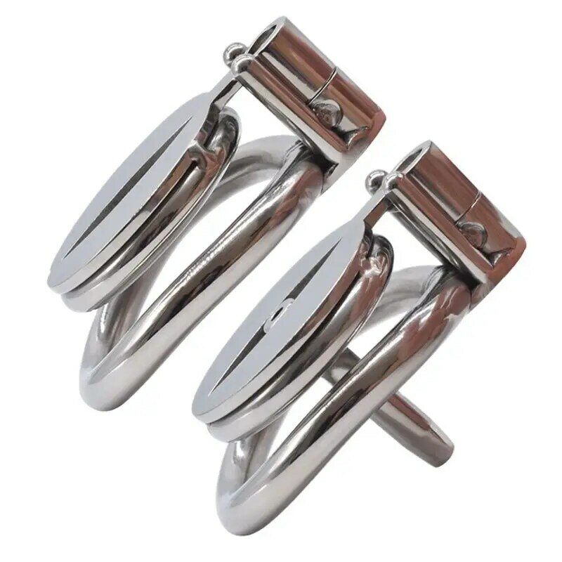 Flat Male Chastity Cage with Allen Key Bondage Belt Steel Penis Rings Small Metal Cock-Lock Intimate BDSM Sex Toys for Men