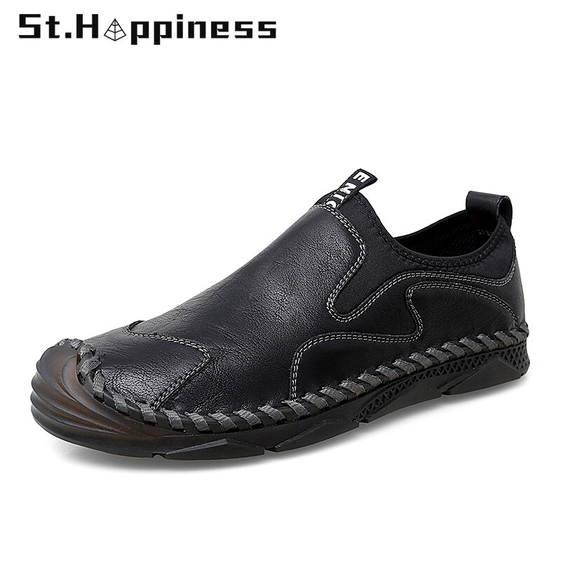 2021 nowych mężczyzna obuwie moda miękkie skórzane buty do jazdy samochodem marki Slip On płaskie buty mokasyny mokasyny męskie buty duży rozmiar 47