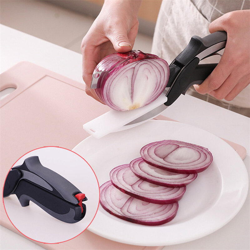 Food Cutting Scissors Kitchen Food Scissors Slicer Smart Cutter Stainless Steel Knife Suitable For Vegetable Fruit Chopper
