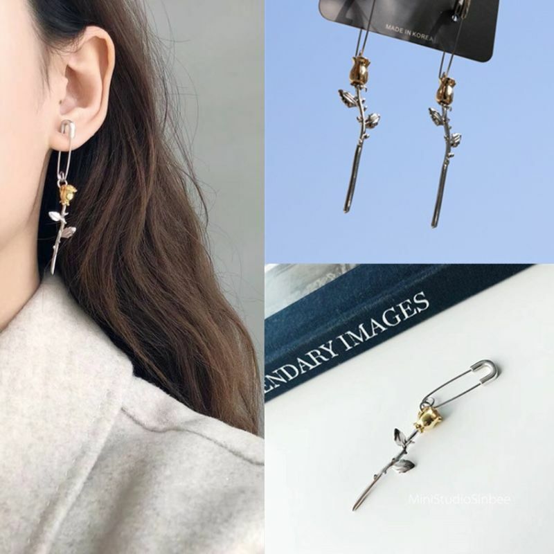 Gothic Stainles Steel Safety Pin Panjang Anting-Anting Anting-Anting Telinga Threader Fashion Perhiasan