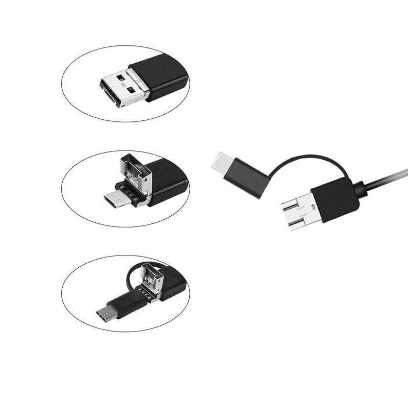 7MM 안드로이드 내시경 3 in 1 USB/마이크로 USB/Type-C 내시경 검사 카메라 OTG 및 UVC pc가 장착 된 스마트 폰용 방수