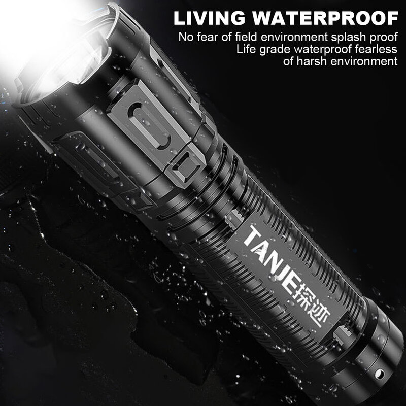 Lanterna led usb recarregável bolso lanterna tocha à prova dwaterproof água com função de potência saída para camoping portátil spotlight