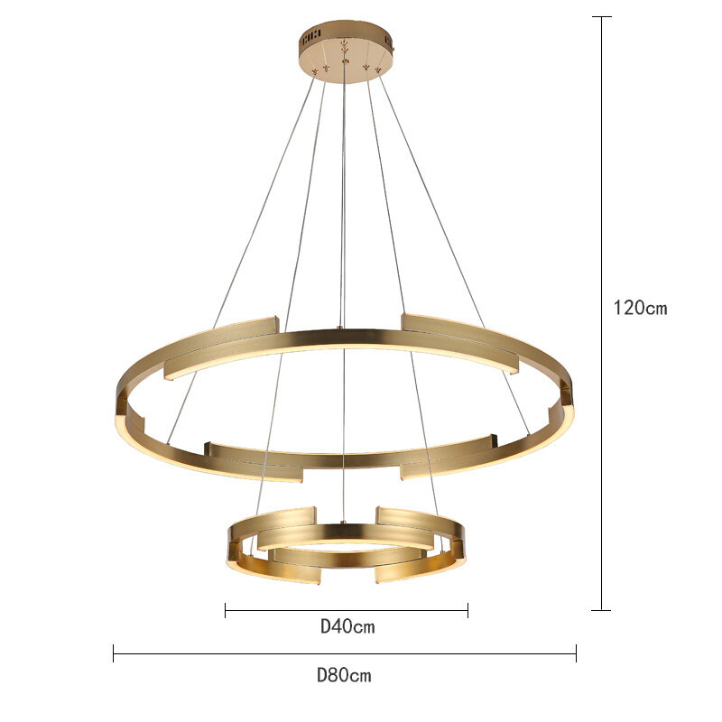 الحديثة أنيق الفاخرة الذهب 80 سنتيمتر 40 سنتيمتر لفافة الألومنيوم حلقة قلادة LED مصباح ل تركيبات الإضاءة غرفة المعيشة الطعام ماستر