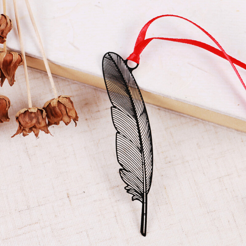 Segnalibro in metallo con piume di farfalla nera Kawaii carino fai-da-te per articoli creativi di carta per libri pacchetto regalo di cancelleria coreana adorabile