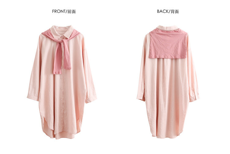 2021 가을 겨울 새로운 한국어 스타일 여성 단색 싱글 셔츠 드레스 + 투피스 정장 목도리
